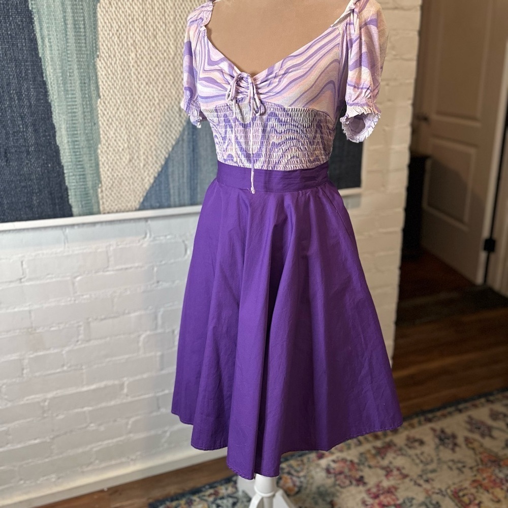 BlackButterfly Purple Full Circle Skirt with Snap and Zipper Closure - Picture 4 of 8